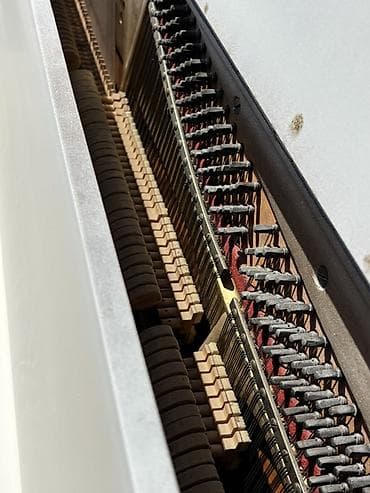 studiya mikrafonu: Ağ rəngli akustik upright pianino - Klassik vertikal korpus, sadə və — 3