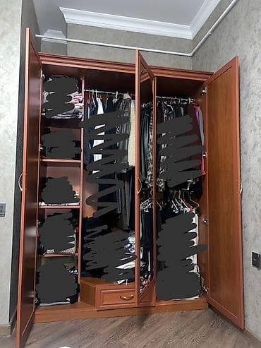 dolab paltar: 3 qapılı, Siyirməli, Qəhvəyi, Taxta, Açılan, Düz dolab — 2