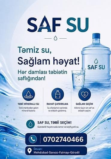 silah seyfləri: SAF SU – Təbii minerallı içməli su (19L qab) - Şüar: “Təmiz su — 3