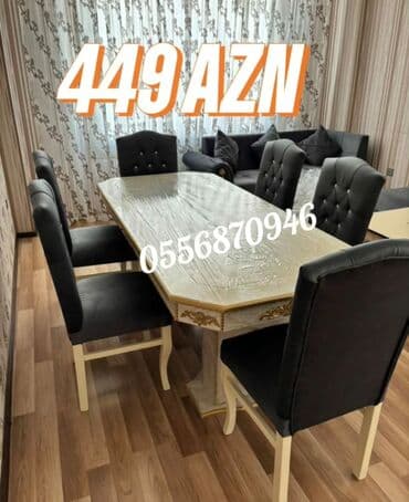 embawood masalar: Qonaq otağı üçün, Yeni, Açılan, Dördbucaq masa, 6 stul — 41