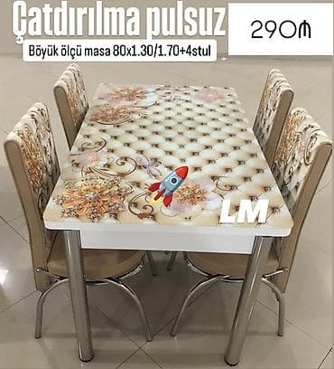 Mətbəx üçün, Açılan, Dördbucaq masa, 4 stul — 1