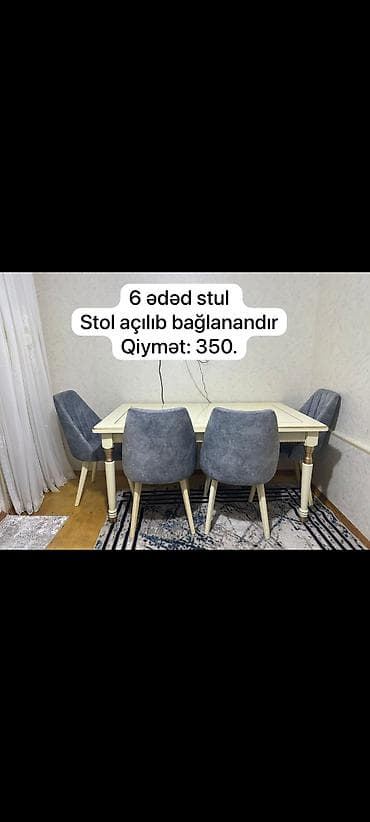 bar masasi: Qonaq otağı üçün, İşlənmiş, 6 stul — 1