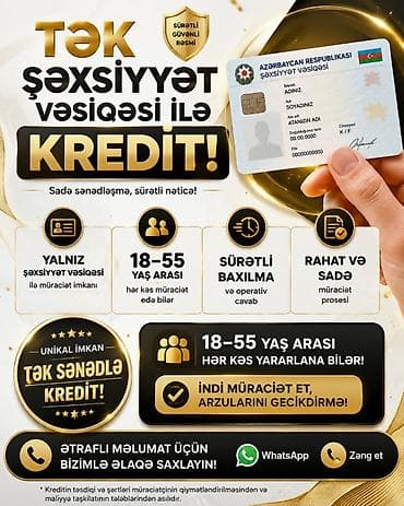 Tək şəxsiyyət vəsiqəsi ilə kredit! - Sürətli, güvənli, rəsmi xidmət -