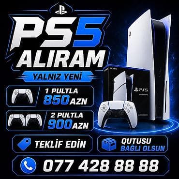 Video oyunlar və konsollar: PS5 ALIRAM YALNIZ QUTUSU BAĞLI YENİ 1 PULTLU 850AZN 2 PULTLU 900AZN — 1