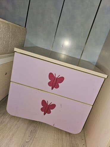 Uşaq masaları: Qız üçün, İşlənmiş, 2 təknəfərlik çarpayı, Yazı masası, Dolab, Komod — 1