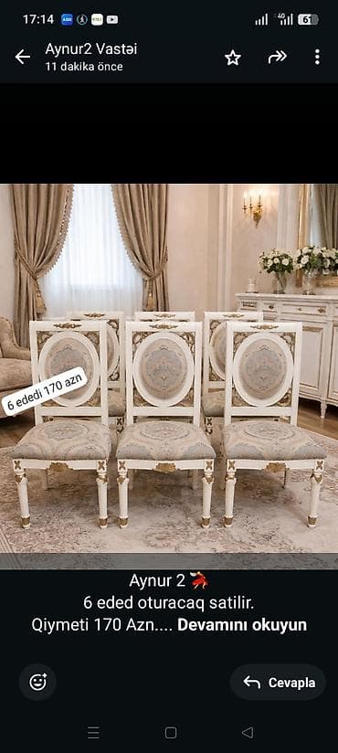 baxca stolu: Aynur 2 💃 6 eded oturacaq satilir. Qiymeti 170 Azn. Unvan hezi — 1