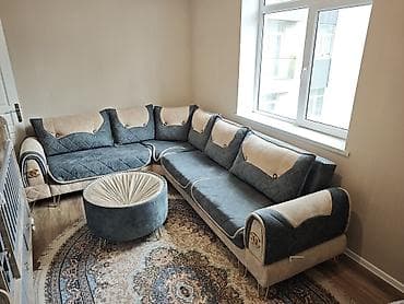 kunc divan modelleri: L‑şəkilli salon dəsti - Dəst: böyük L‑şəkilli künc divan + yumru — 2