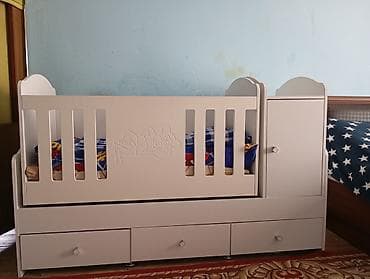 Ağ rəngdə multifunksional beşik-dolab dəsti Təcili satılır, real — 3
