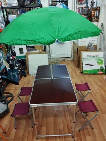 toxunma saplar satisi: Piknik stolu ve stullari 4 eded oturacaq ve 1 qatlanan stoldan — 1