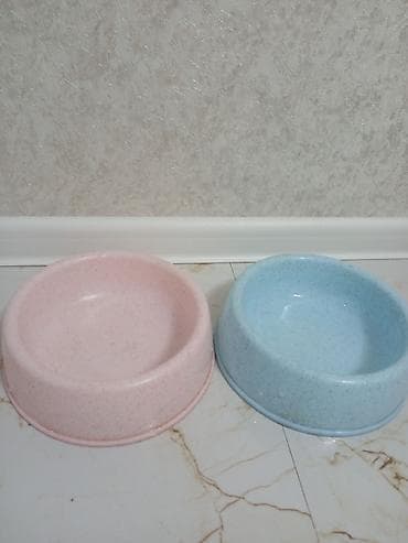 Ev heyvanları üçün yem və su qabları (2 ədəd dəst) - Rənglər: pastel