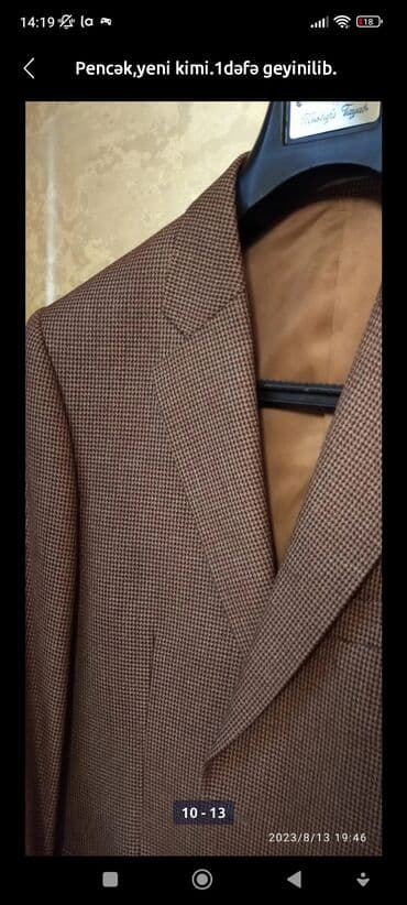 qara pencek: Mustafa Tayat brendinə məxsus, qəhvəyi rəngdə, damalı klassik kişi — 4