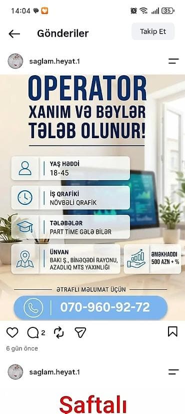 Çağrı mərkəzi operatoru tələb olunur, Tələbələr, 18-29 yaş
