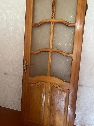 Двери и комплектующие: Taxta otaq qapıları – şüşəli və kor modellər - Material: təbii ağac — 2