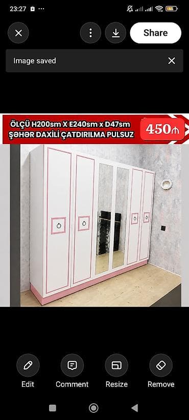 paltar dolab: Uşaq/yeniyetmə otağı üçün 5 qapılı geyim dolabı - Ölçü: H200 sm x — 1