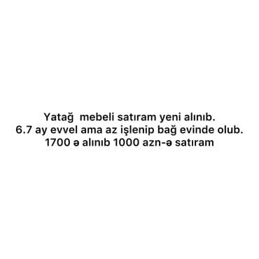 colpa satılır: Yataq mebeli satılır. 6-7 ay əvvəl alınıb, bağ evində az istifadə — 1