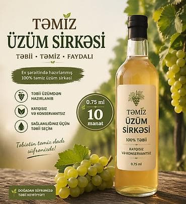 edviyyatlar: Təmiz Üzüm Sirkəsi – 100% təbii, ev şəraitində hazırlanmış. - Təbii — 1