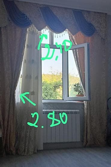 Pərdə dəsti - Ölçülər: en 1,25 m (mətndə/şəkildə qeyd), hündürlük — 1