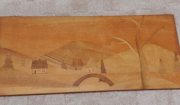 maşın şəkilləri çəkmək: Описание: Картина на лакированном дереве, изображающая горную — 1