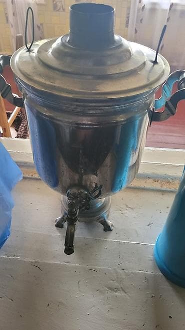 retro gramofon: Klassik kömür/sobaya qoyulan 10 litr samovar - Material: metal — 2