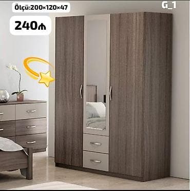 paltar qarderobu: G_1 model paltar dolabı - Ölçü: 200×120×47 sm - Rəng: tünd ağac — 1
