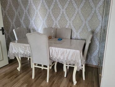 ucuz yazı masası: Qonaq otağı üçün, Açılmayan, Dördbucaq masa, 4 stul — 2