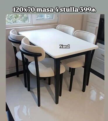 Mətbəx üçün, Dördbucaq masa, 4 stul