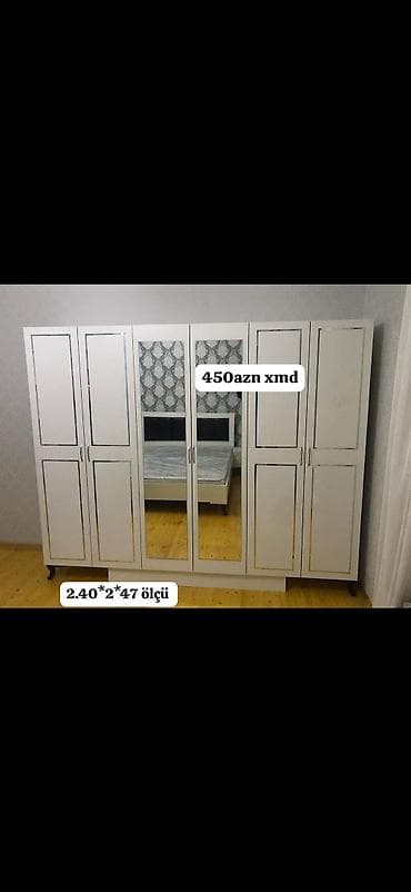 Ağ rəngli çox bölməli paltar dolabı - Ümumi ölçü: 2.40 × 2 × 47 lalafo.az -da Ağ rəngli çox bölməli paltar dolabı - Ümumi ölçü: 2.40 × 2 × 47
