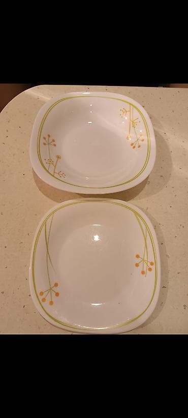 Boşqablar, 2 ədədli dəst, rəng - Ağ, Şüşə