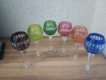 set qabları: Qədəhlər, Xrustal, 6 ədədli dəst, Çexiya — 4