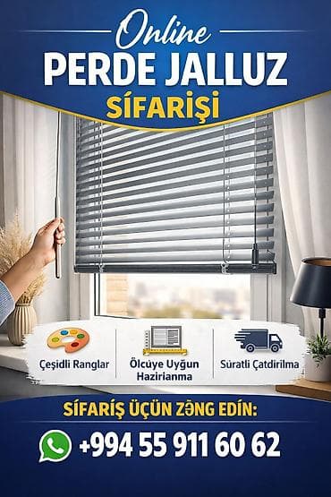 Online Perde Jalluz sifarişi - Çeşidli rəng seçimləri - Ölçüyə uyğun