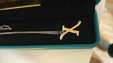 Gümüş kolye — “X” hərfi asqılı - Zərif, incə zəncir və böyük “X” — 3