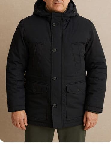 qaqa geyimi: Kişilər üçün qış parkası – qara rəng L razmer . yeni kimi - Klassik — 1