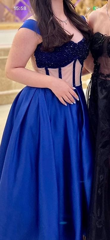 ted baker: Zərif gecə/libas – kral mavisi rəngdə, A-kesimli ətək və büst hissəsi — 1