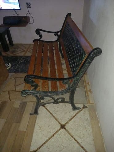 стул металлический: Б/у, Прямоугольный стол, 2 стула, Нераскладной, Со скамейками, Азербайджан — 2