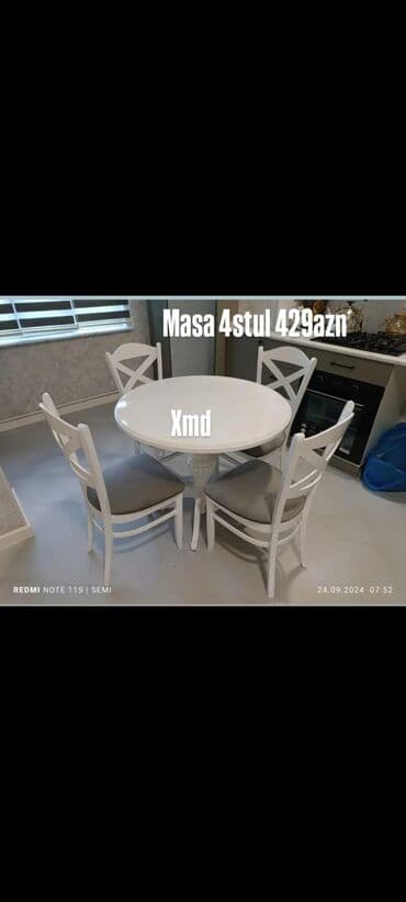 Mətbəx üçün, Yeni, Açılmayan, Dördbucaq masa, 4 stul — 2