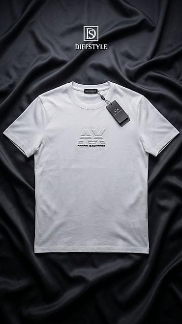 dəri kutka: Armani Exchange (AX) kişi T‑şörtü - Model: qısaqollu, klassik kruq — 2