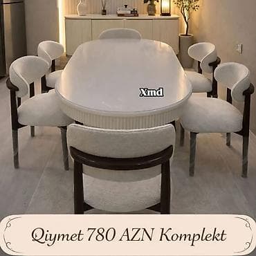 kohnə stul: Oval formalı yemək dəsti – masa və 6 ədəd kreslo komplekti. - Masanın — 1