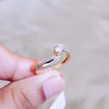 tək qaş: Nişan, Üzük, Sarı qızıl, 585 Əyar — 4