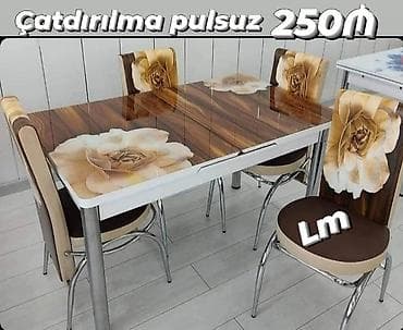 Mətbəx masa ( üstü şüşə) + 4 stull dəst‼ *İstənilən dəsti seç pulunu