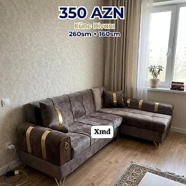 Künc divanı – 260 sm + 160 sm - Rəng: tünd qəhvəyi, dekorativ qızılı lalafo.az -da Künc divanı – 260 sm + 160 sm - Rəng: tünd qəhvəyi, dekorativ qızılı