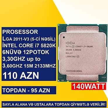 Prosessor Intel Core i7 Prosessor “LGA 2011-V3 (5ci nəsil) İntel Core i7 5820K”, > 8 nüvə, İşlənmiş lalafo.az -da Prosessor Intel Core i7 Prosessor “LGA 2011-V3 (5ci nəsil) İntel Core i7 5820K”, > 8 nüvə, İşlənmiş