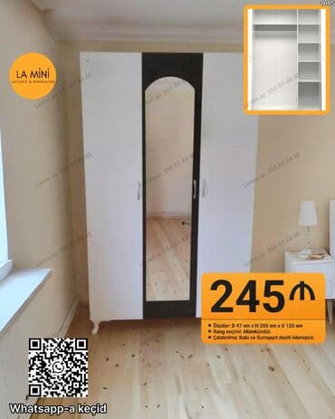 qız üçün dolab: Açılan, 3 qapılı Düz dolab, Şifonyer — 1