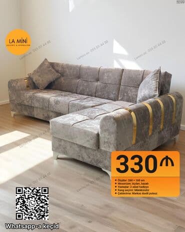 Künc divan, Açılan, Bazalı, Vеlur parça, Şəhərdaxili pulsuz çatdırılma