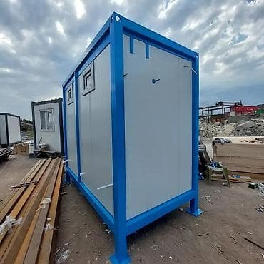 бак для душа: Portativ sanitar konteyner – 2 bölməli - Metal karkaslı, mavi-ağ — 2