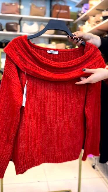 qadın jaketi: Sviter, One size, rəng - Qırmızı — 3