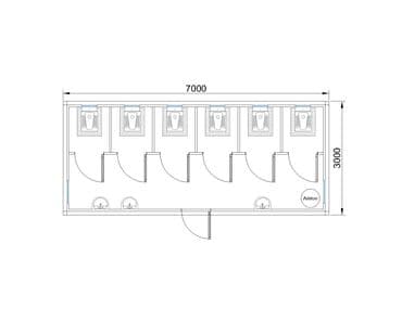 ucuz vaqon: 6.00x3.00m 6 gözlü WC Hamam Konteyneri ---Uzunluq: 7.00m ---En: 3.00m — 10