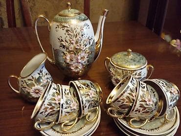 Роскошный кофейный сервиз на 6 персон. Ручная работа. Фарфор