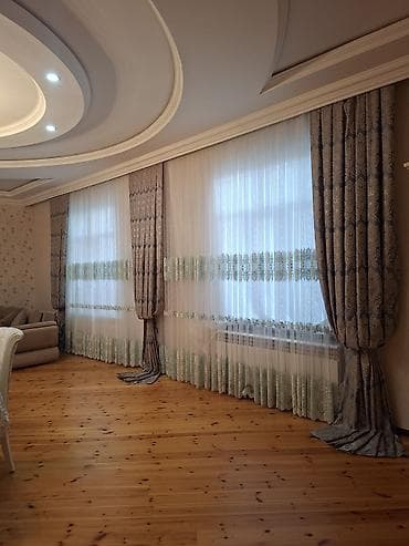 ev üçün pərdələr: Zövqlü salon üçün dekorativ pərdə dəsti - Tərkib: İkiqat sistem – — 2