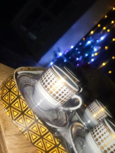 Qab-qacaq və mətbəx ləvazimatları: Qəhvə dəsti, rəng - Qızılı, Keramika, 6 nəfərlik, Azərbaycan — 2