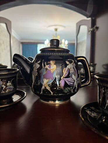 şəkər yemi: Çay dəsti, rəng - Qara, Farfor — 4